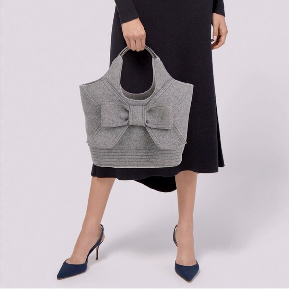 Kate Spade Wool bow tote bag with black leather trim - Picture 1 of 9
